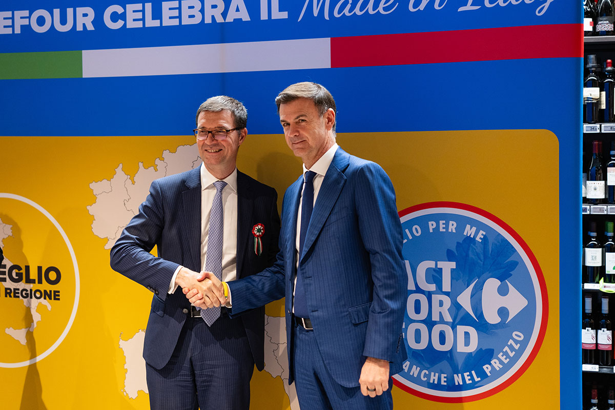 Da sinistra Christophe Rabatel, CEO di Carrefour Italia e Ettore Prandini, Presidente Nazionale Coldiretti e Presidente Filiera Agricola Italiana S.p.A